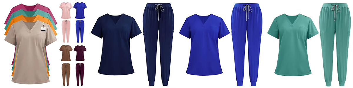V-Neck Scrub Sets in Multiple Colors | 3-Piece Medical Uniforms