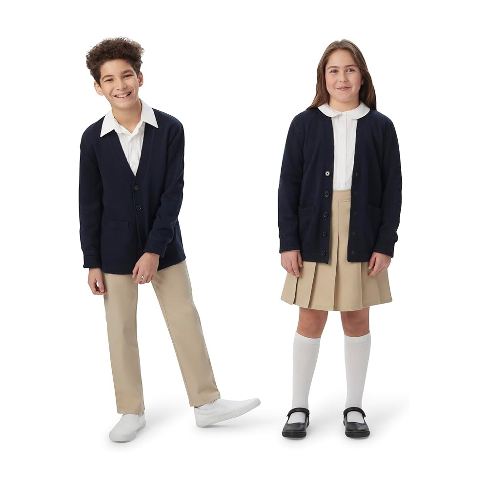 V-Neck Knit Cardigan Manufacturer | School Uniform Sweater & Customizable Academic Wear