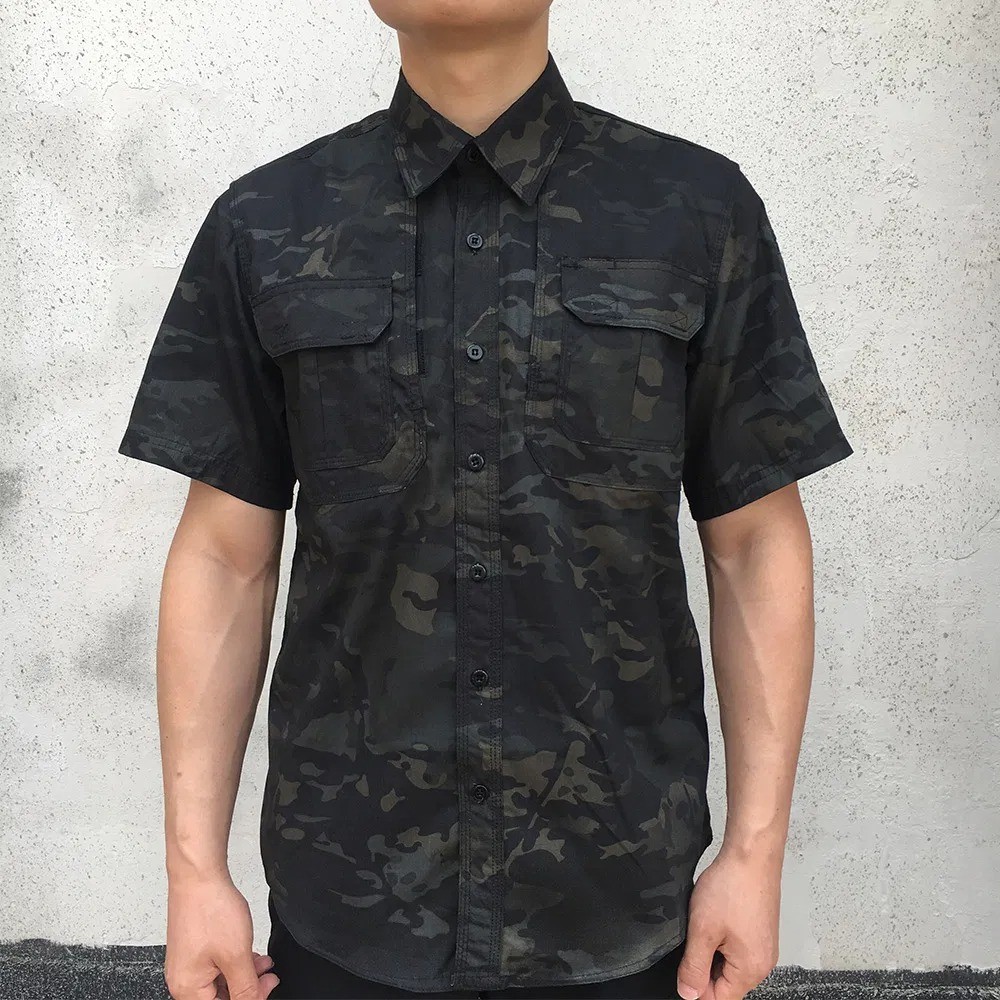 Low-Light Camouflage Tactical Shirt - Breathable & Durable for Night Patrol & Guard Duty
