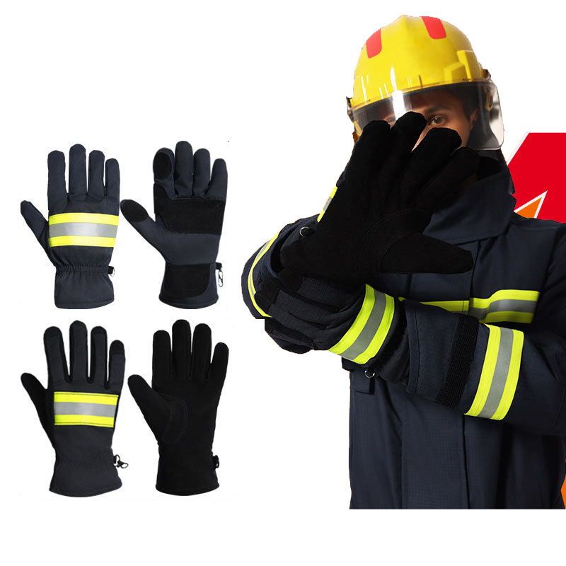 Black Heat Resistant Structural Firefighting Gloves Factory